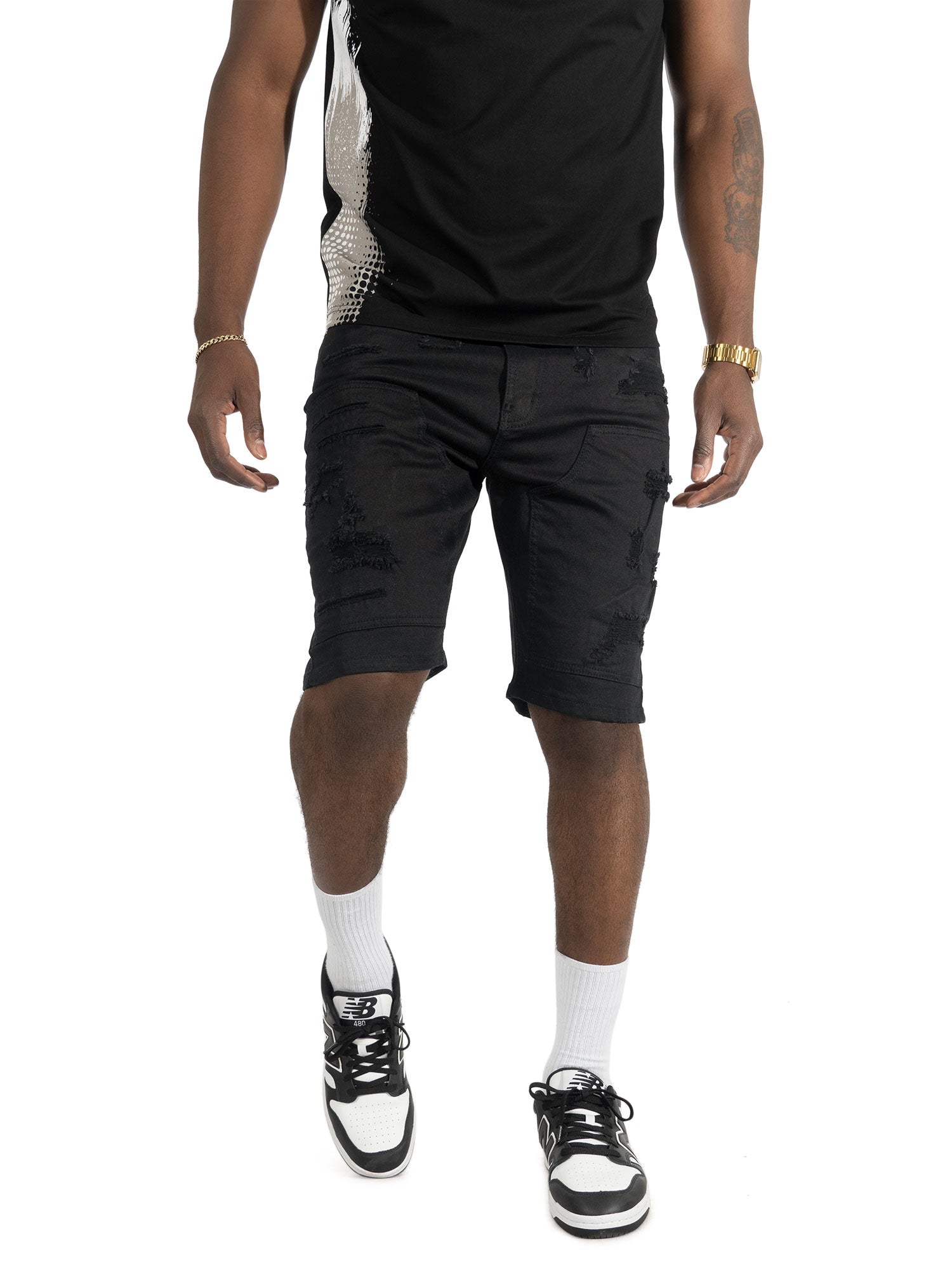 M904 Prego Denim Shorts - Jet Black