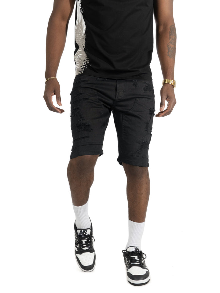 M904 Prego Denim Shorts - Jet Black