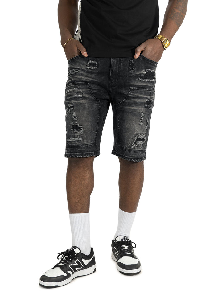 M904 Prego Denim Shorts - Black Wash