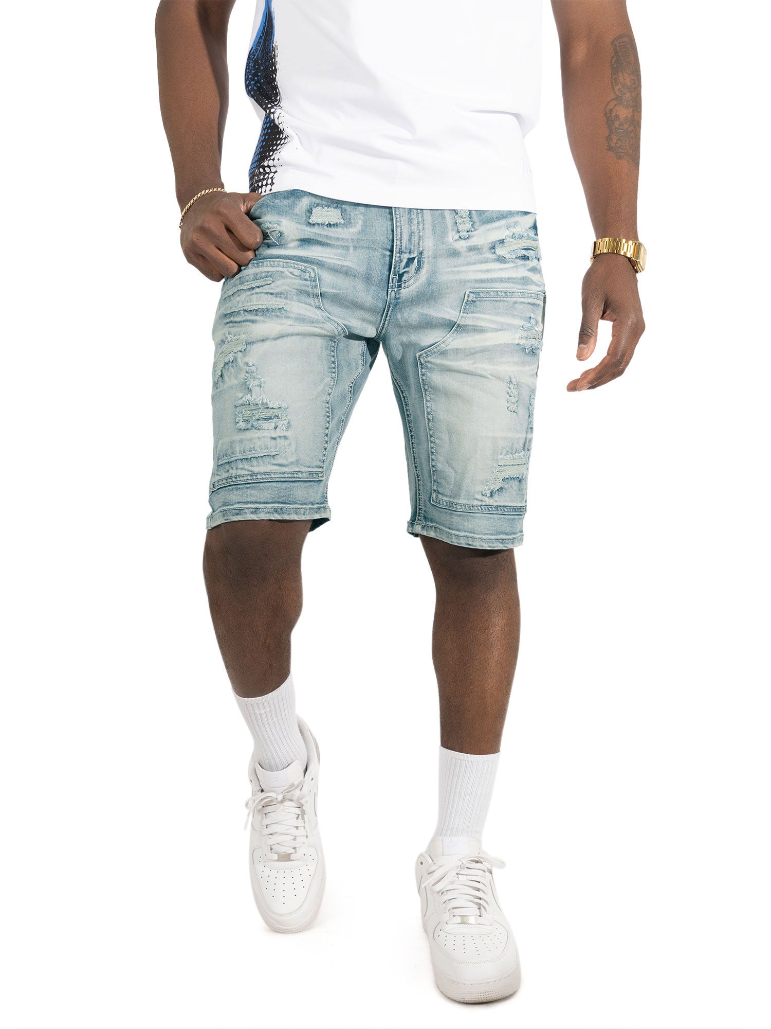 M904 Prego Denim Shorts - Light Wash