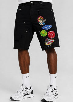 M941 Mondo Patch Denim Shorts - Black