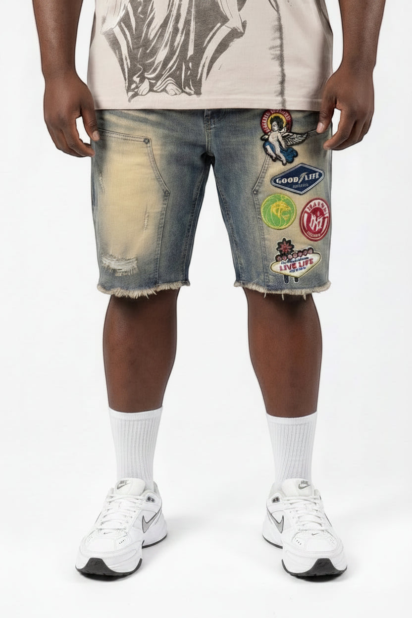 M941 Mondo Patch Denim Shorts - Dirt
