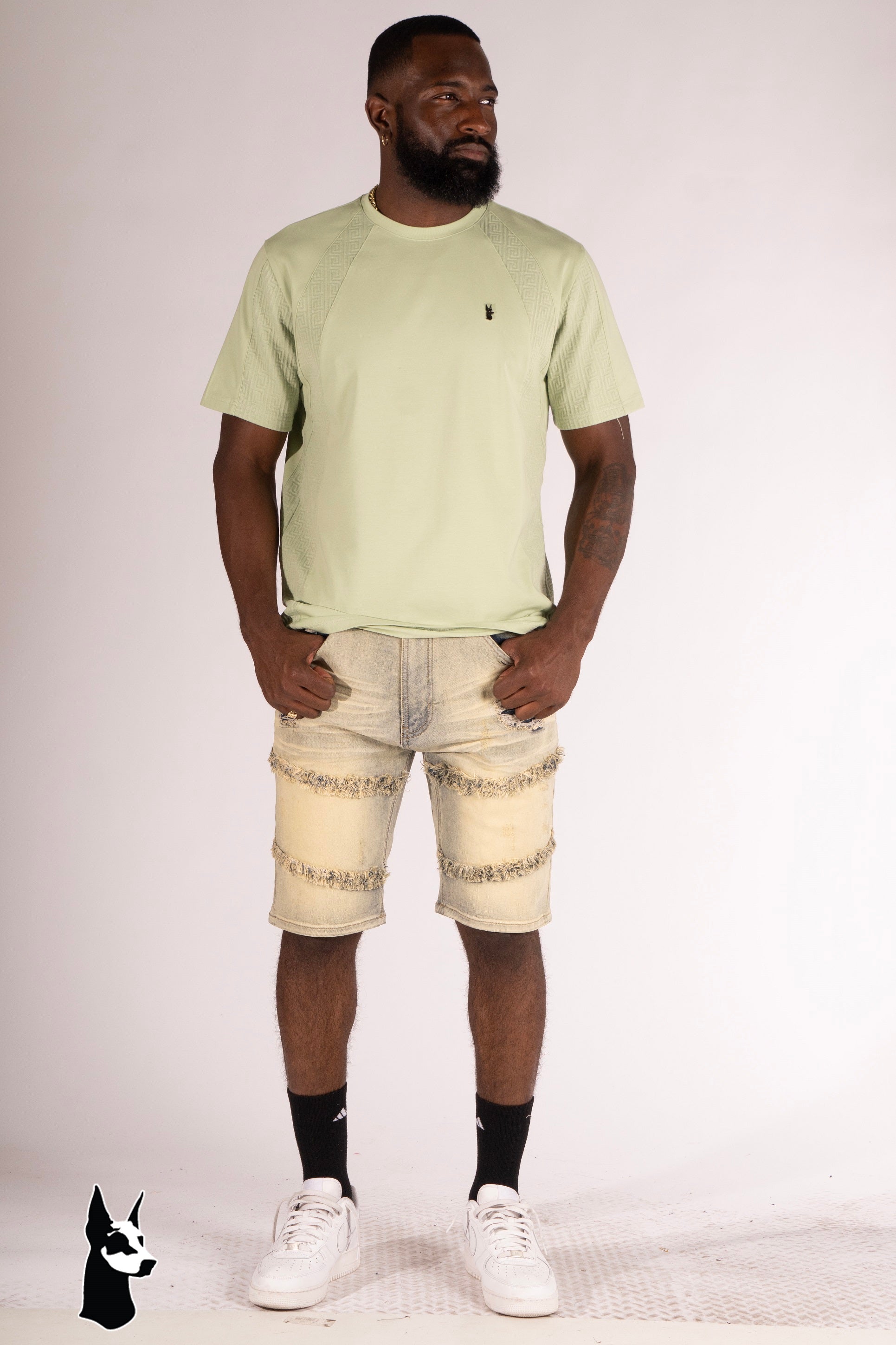 Makobi M967 Noah Denim Shorts in Dirt, view 3