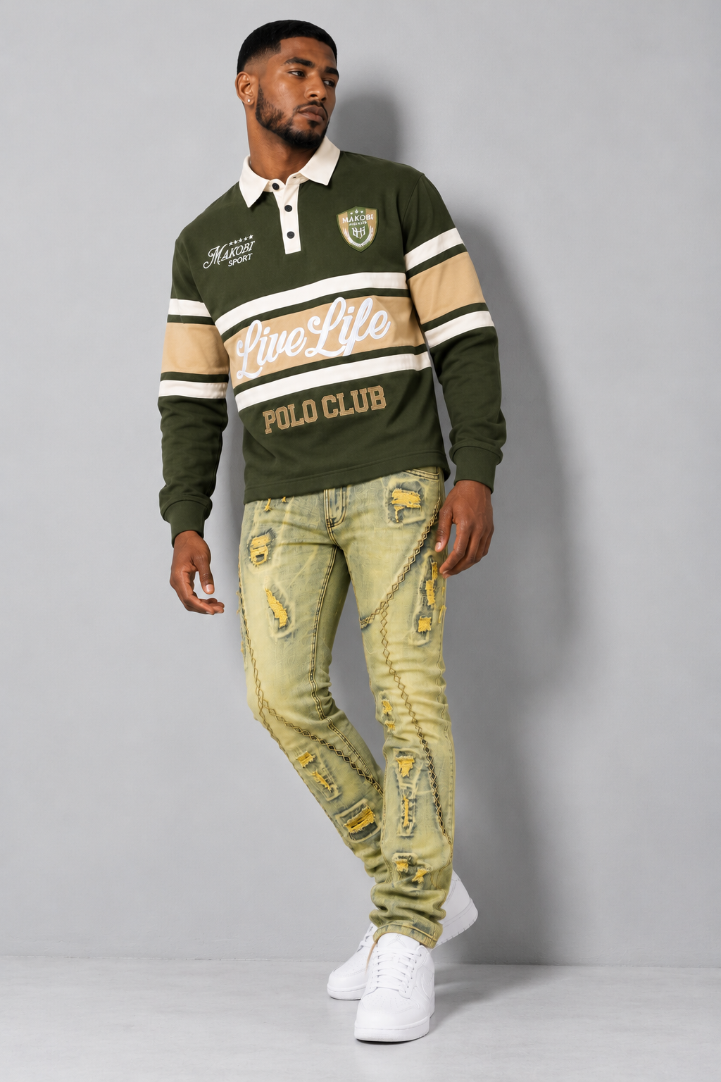 M415 Live Life Rugby Shirt - Olive