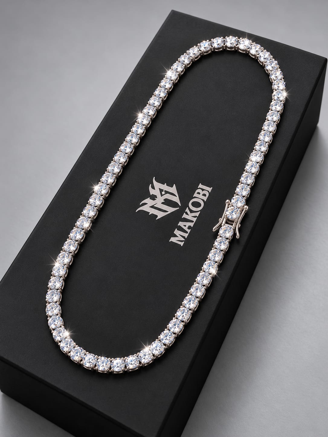 Iced Tennis Chain 5mm - 18K White Gold