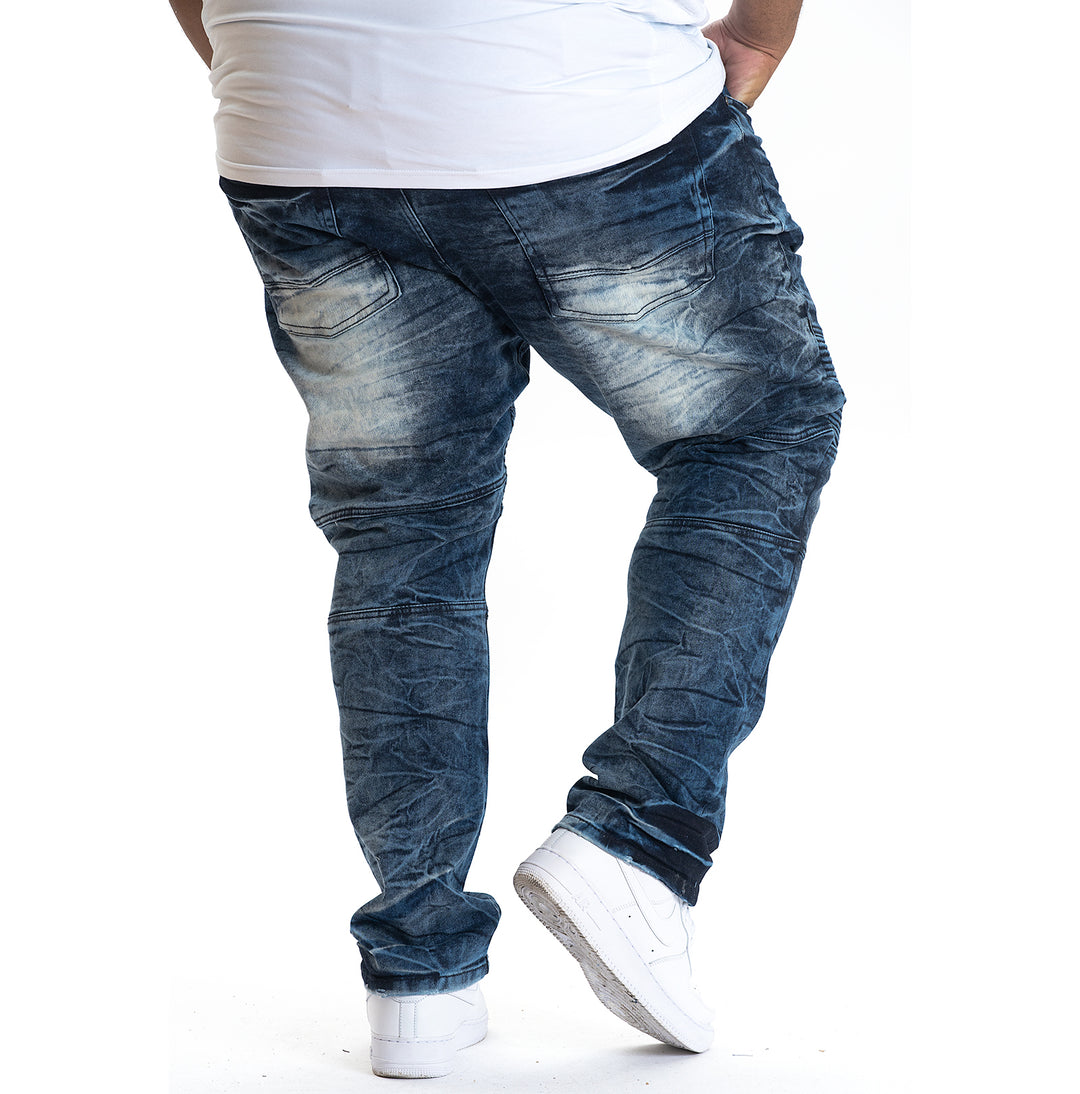 V1756 VENO Shredded Biker Jeans- Dark Wash