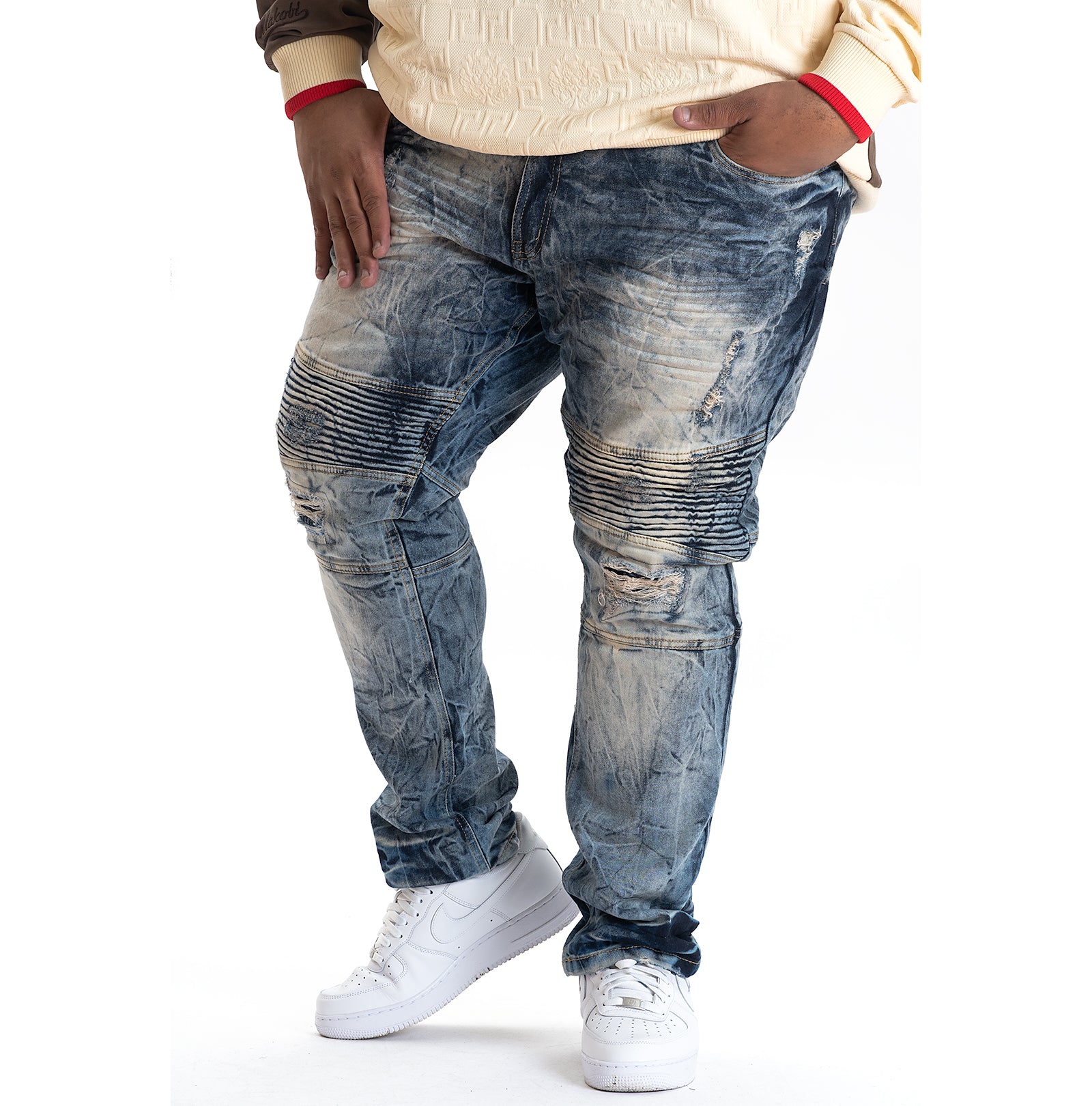 V1756 VENO Shredded Biker Jeans- Dirt