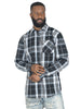 V1826 Brandon Long sleeves Plaid Shirt - Black