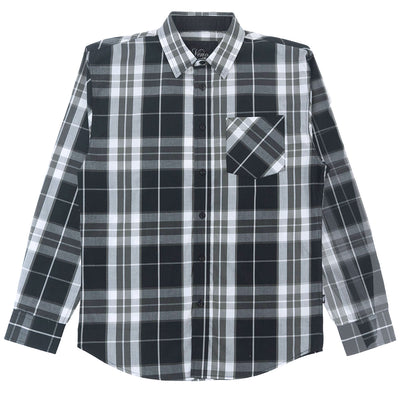 V1826 Brandon Long sleeves Plaid Shirt - Black