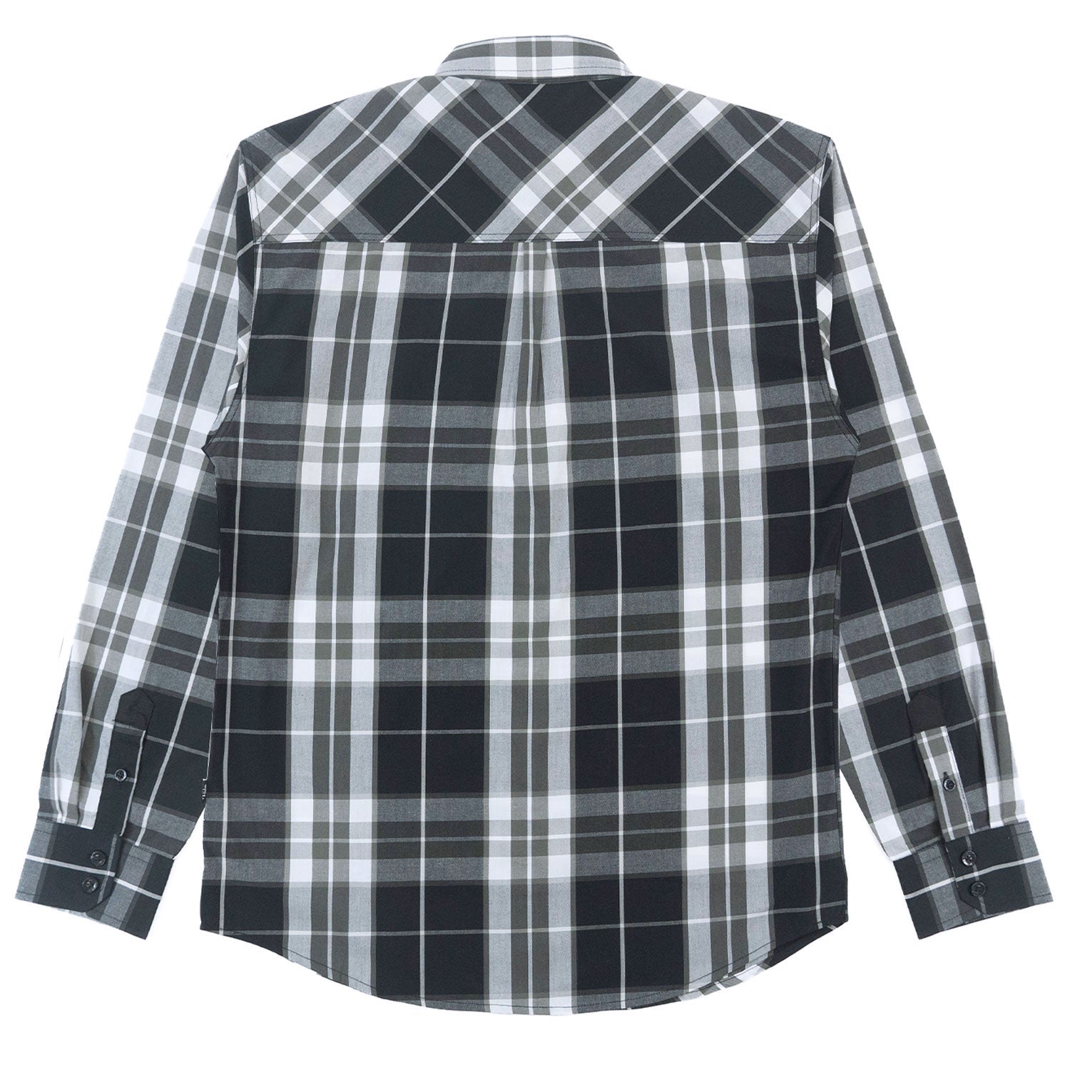 V1826 Brandon Long sleeves Plaid Shirt - Black