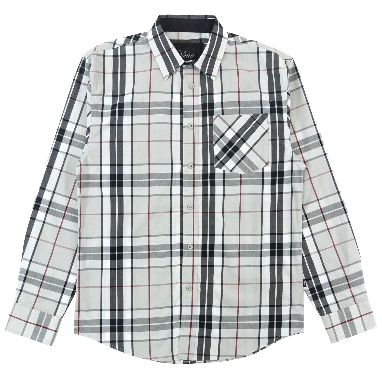 V1826 Brandon Long sleeves Plaid Shirt - Gray