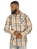 V1826 Brandon Long sleeves Plaid Shirt - Khaki