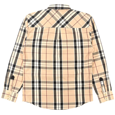 V1826 Brandon Long sleeves Plaid Shirt - Khaki