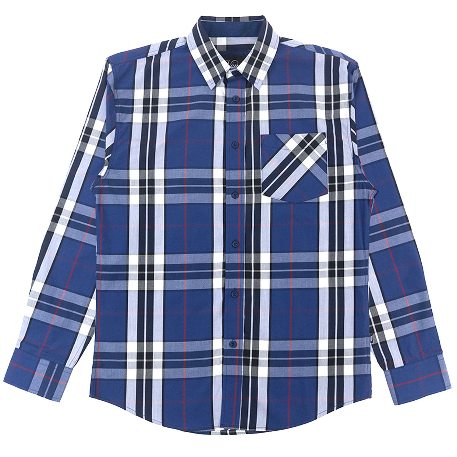 V1826 Brandon Long sleeves Plaid Shirt - Navy