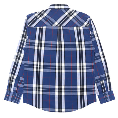 V1826 Brandon Long sleeves Plaid Shirt - Navy