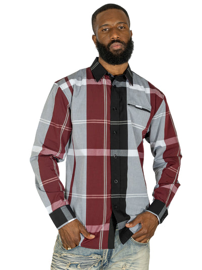 burgundy plaid dress shirt Portuguese Burgundy Plaid Lightweight Flannel Shirt