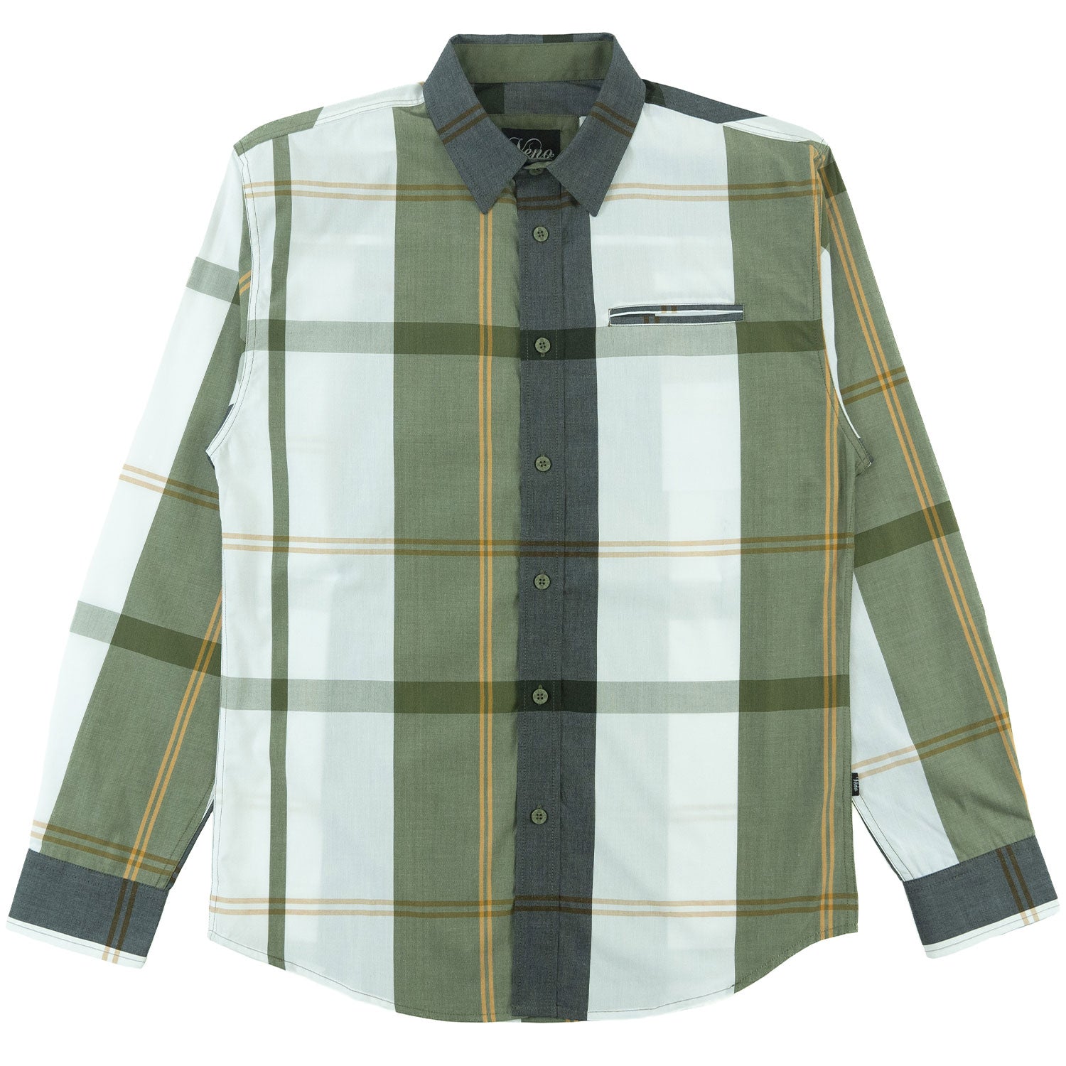 V1829 Colton Long Sleeves Plaid Shirt - Olive