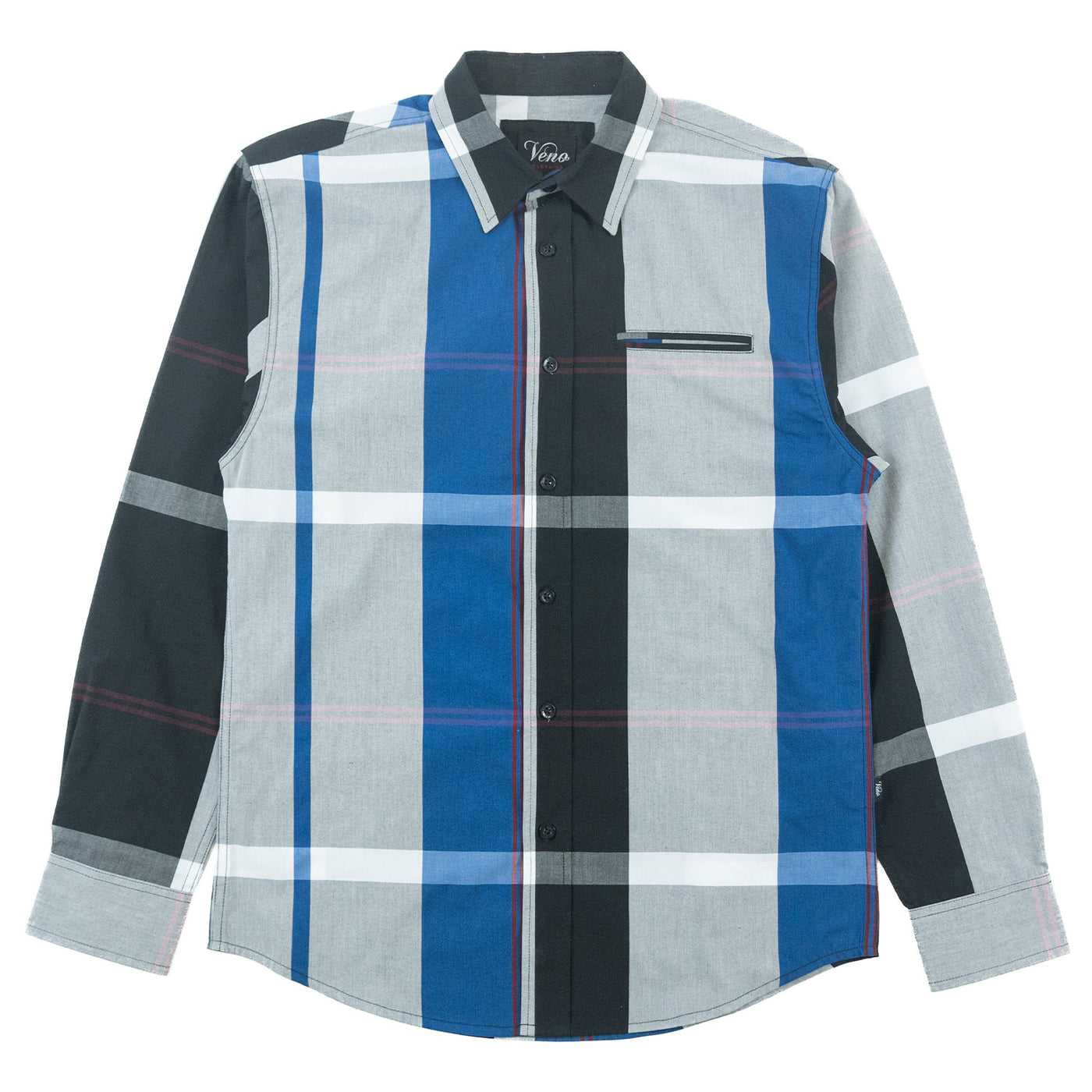 V1829 Colton Long Sleeves Plaid Shirt - Royal