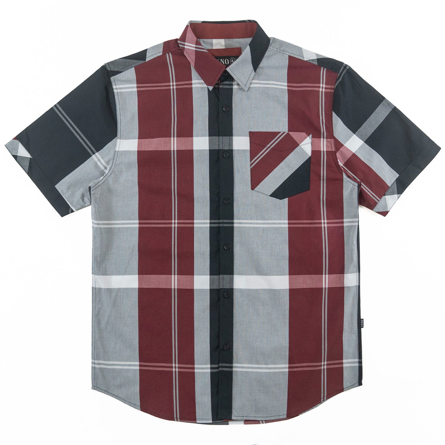 V814 Veno Button-isalẹ Kukuru Sleeves Shirt - Black