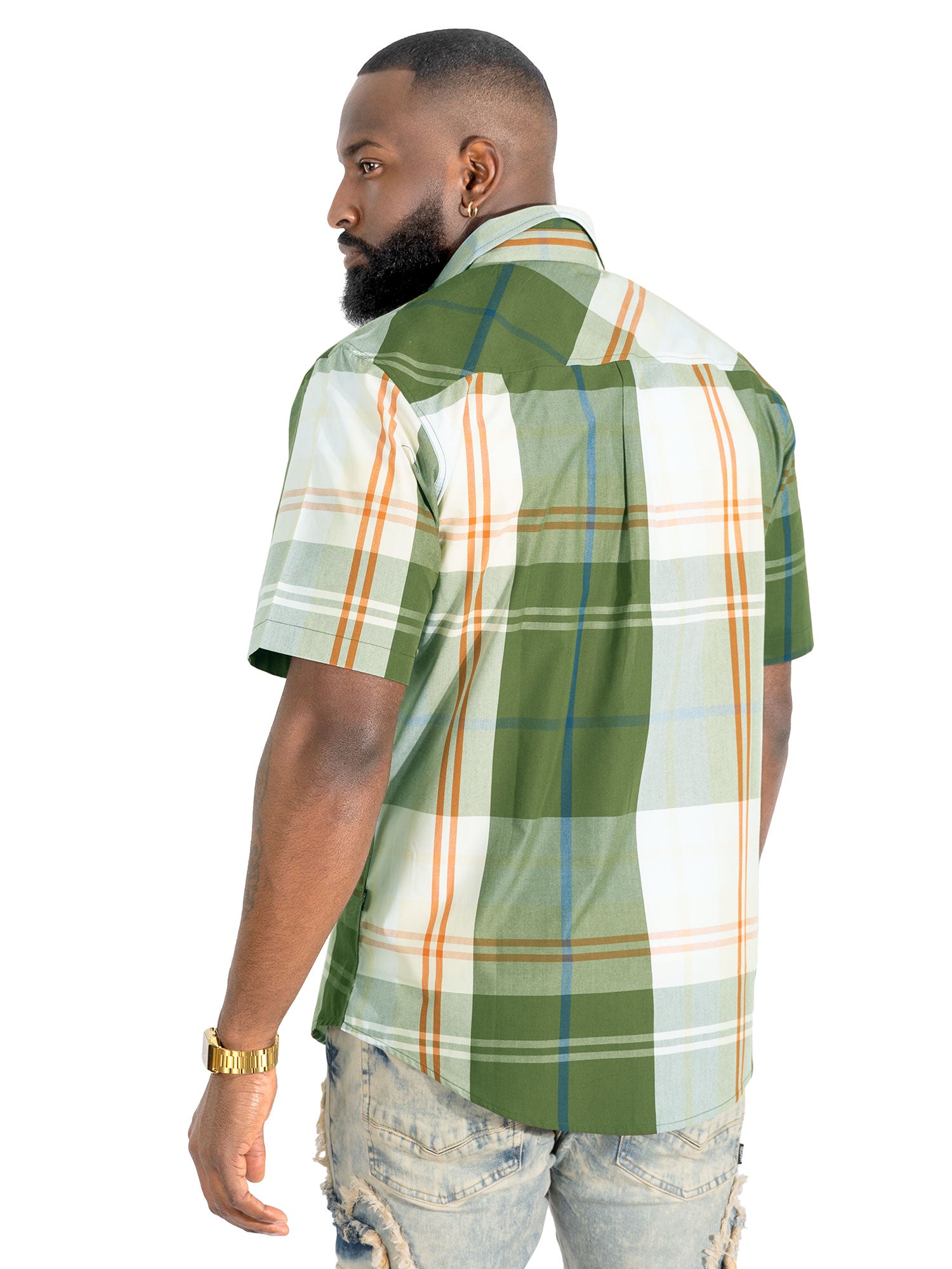 V832 Leon Plaid Shirt - Olive