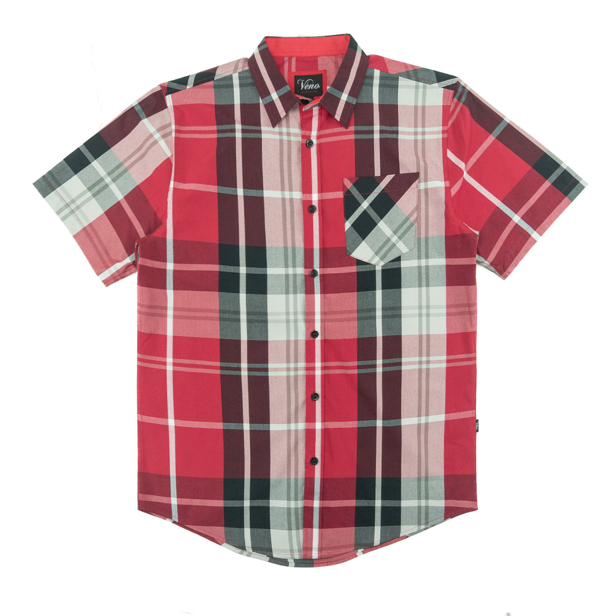 V814 Veno Button-isalẹ Kukuru Sleeves Shirt - Black