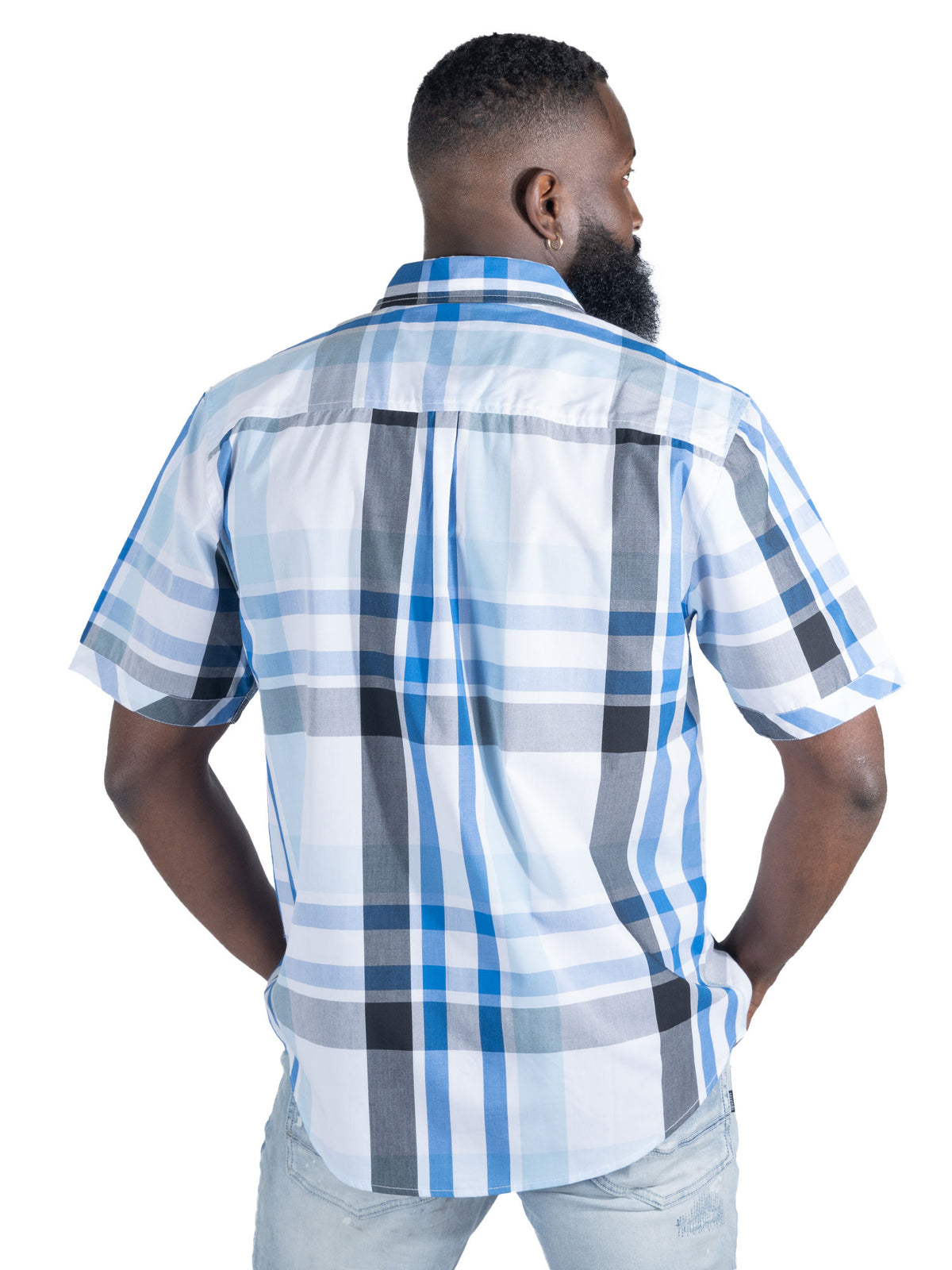 Makobi V846 Marco Plaid Shirt in White, view 3