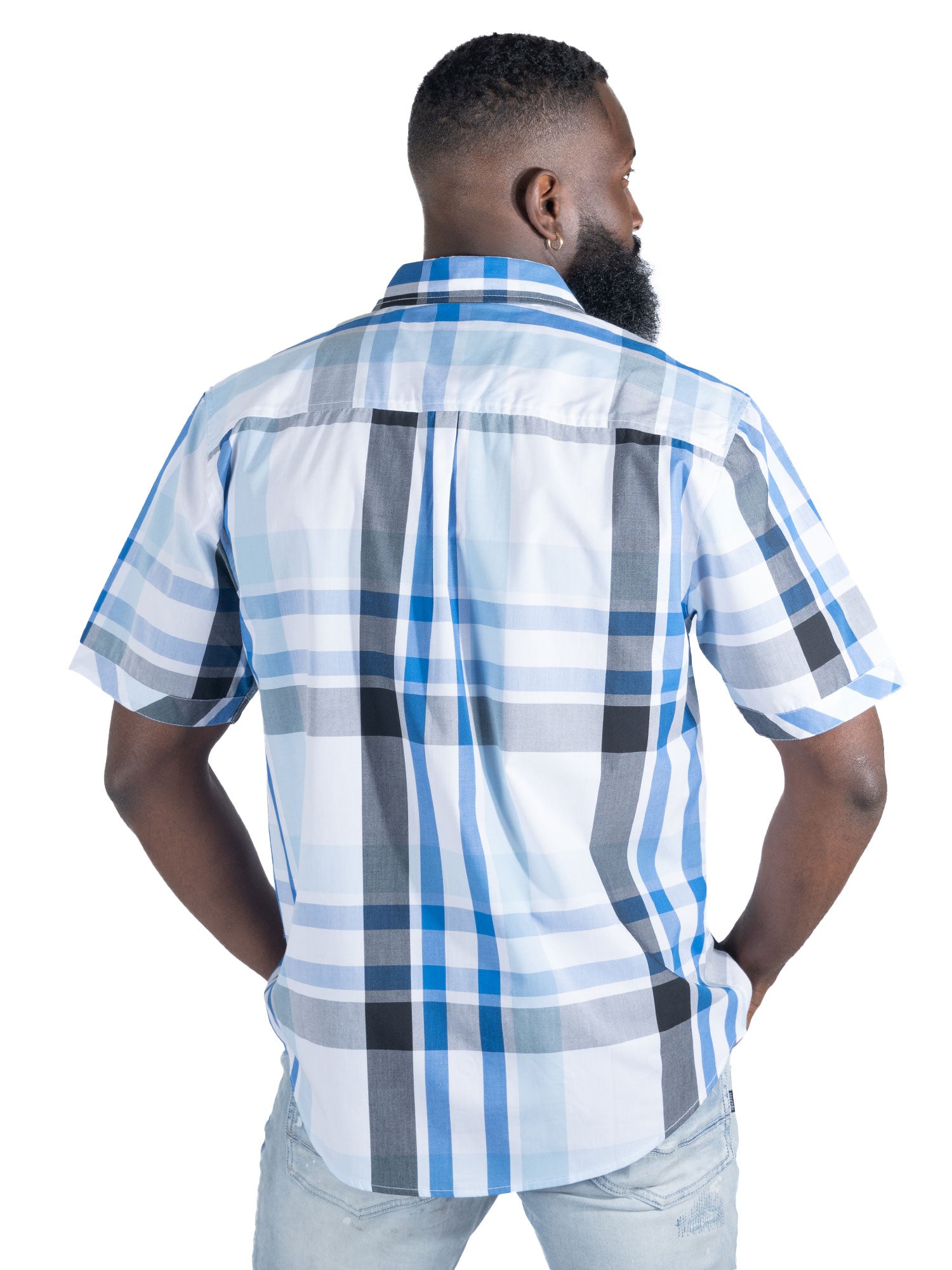 Makobi V846 Marco Plaid Shirt in White, view 3