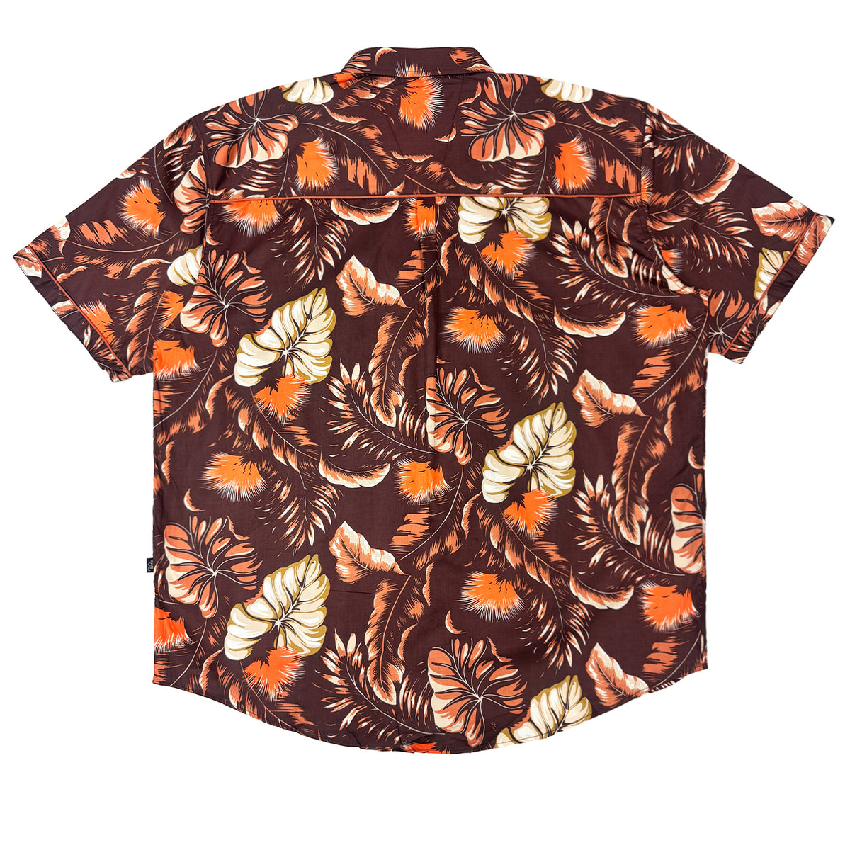 V872 Short Sleeve Tropical Print Shirt - Brown