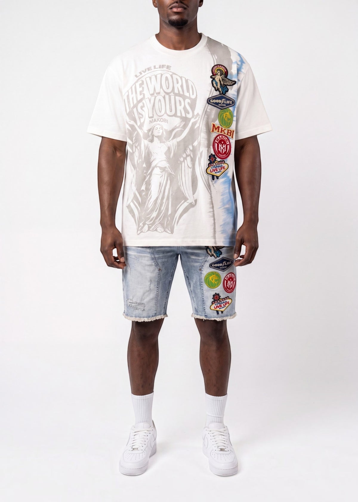 M941 Mondo Patch Denim Shorts - Light Wash