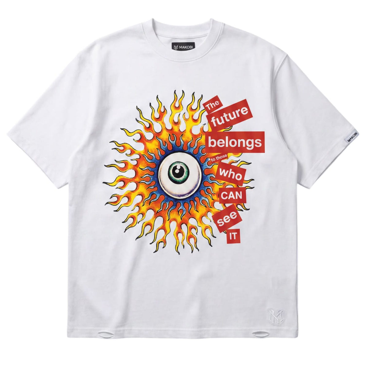 Makobi M360 The World is Watching Oversized T in shirt - White, view 5