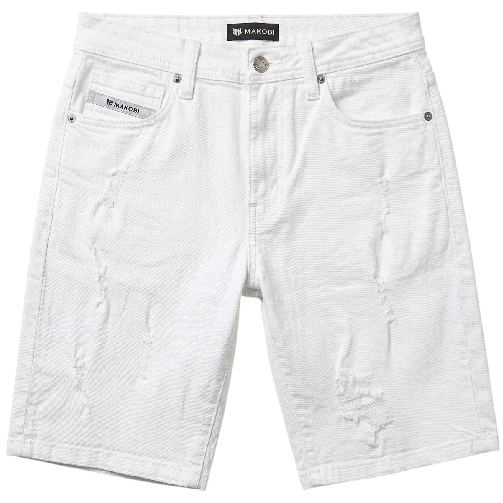 Makobi M613 Pastoni Denim Shorts in White, view 3