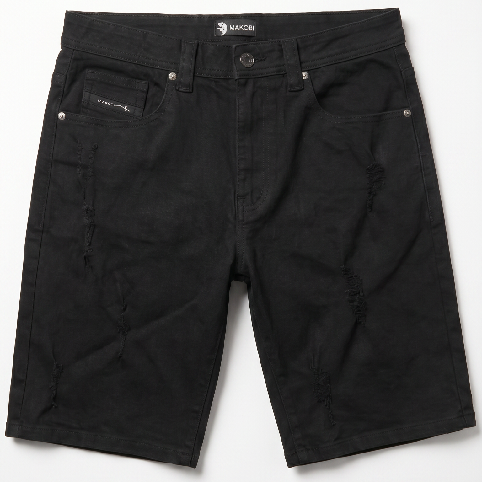 Makobi M613 Pastoni Denim Shorts in Jet Black, view 3
