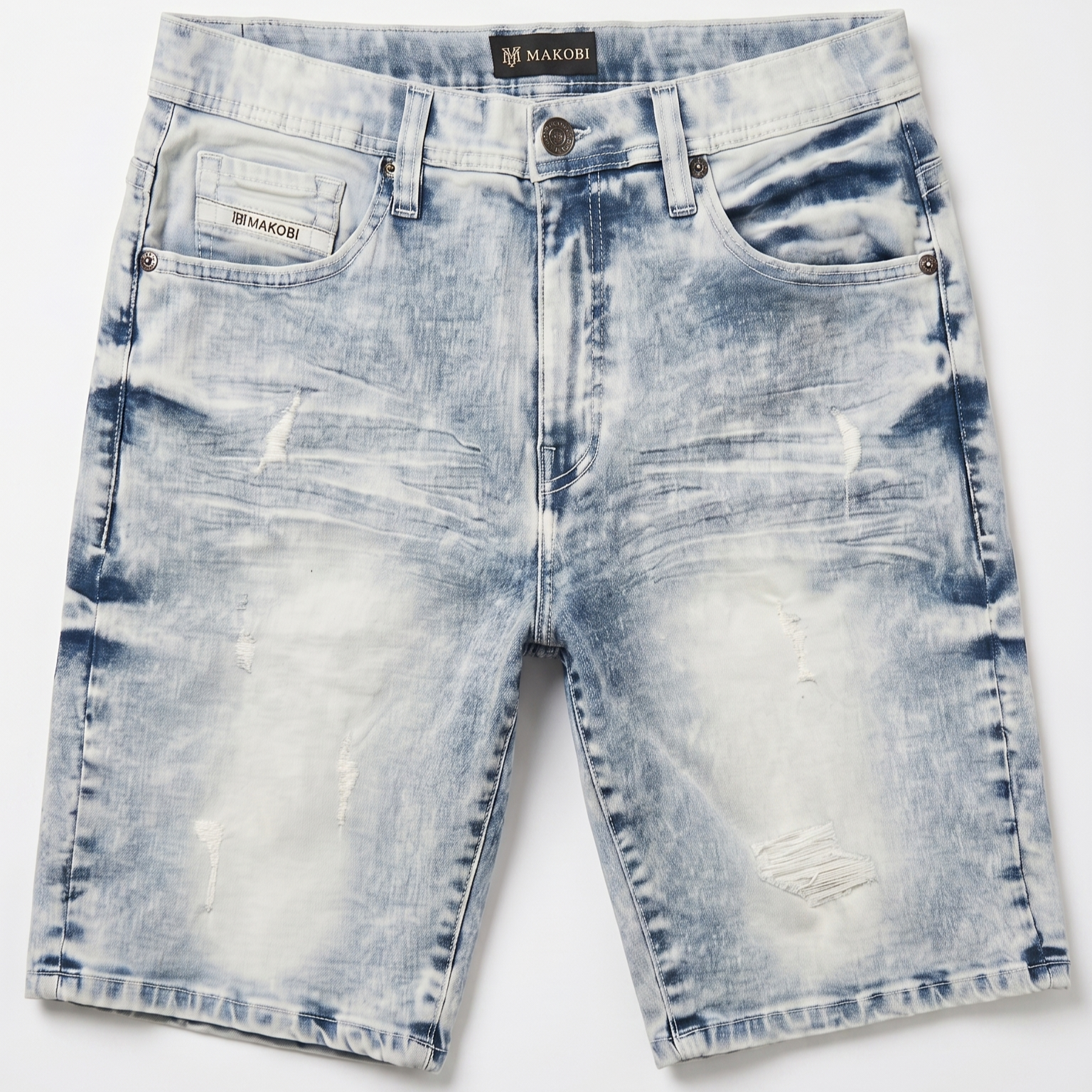 Makobi M613 Pastoni Denim Shorts in Light Wash, view 3