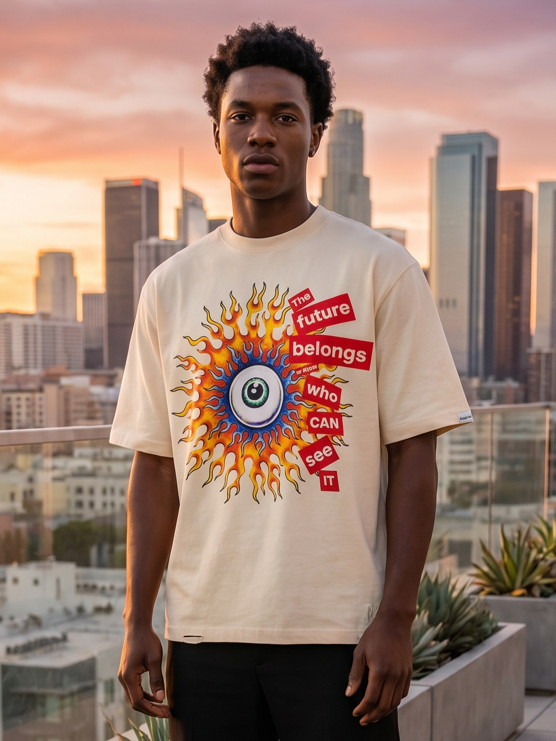 M360 The World is Watching Oversized T-shirt - Natural
