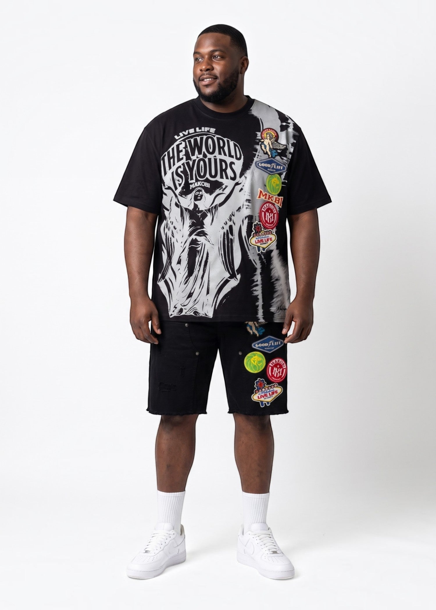 M941 Mondo Patch Denim Shorts - Black