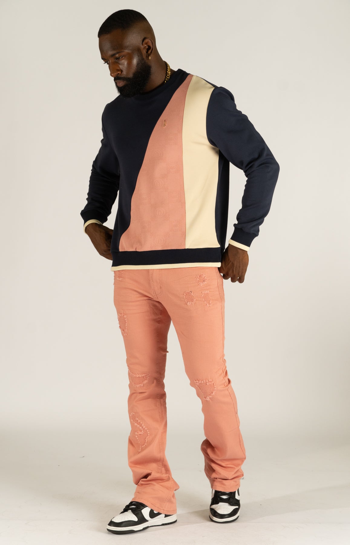 Makobi M1948 Benini Twill Stacked Jeans in Rose, view 3