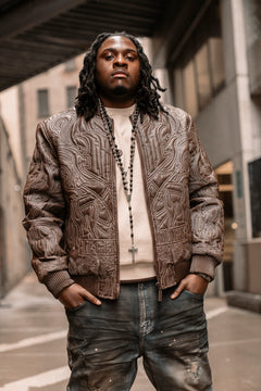 M4108 Bianco Bomber Jacket - Brown