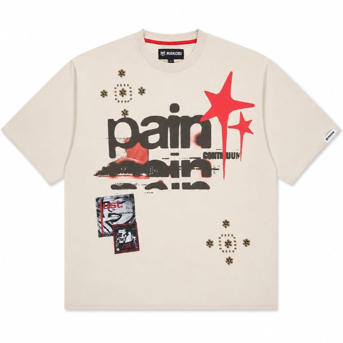 Makobi M471 Dolore Pain Oversized Tee in Khaki (NOT SOLD SEPARATELY - Add M671 Shorts to your Cart), view 3