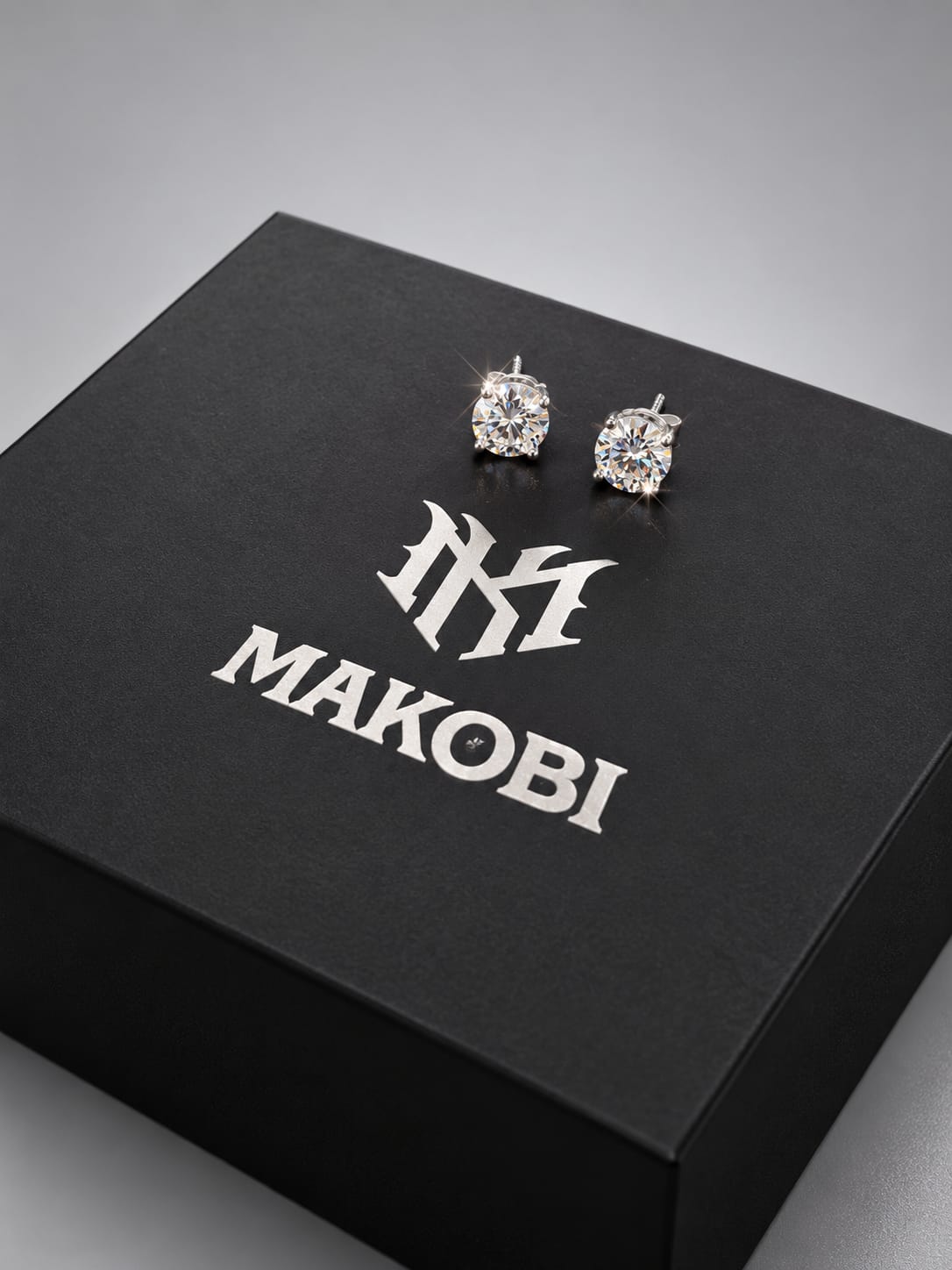 Makobi Round Cut Moissanite Stud Earrings