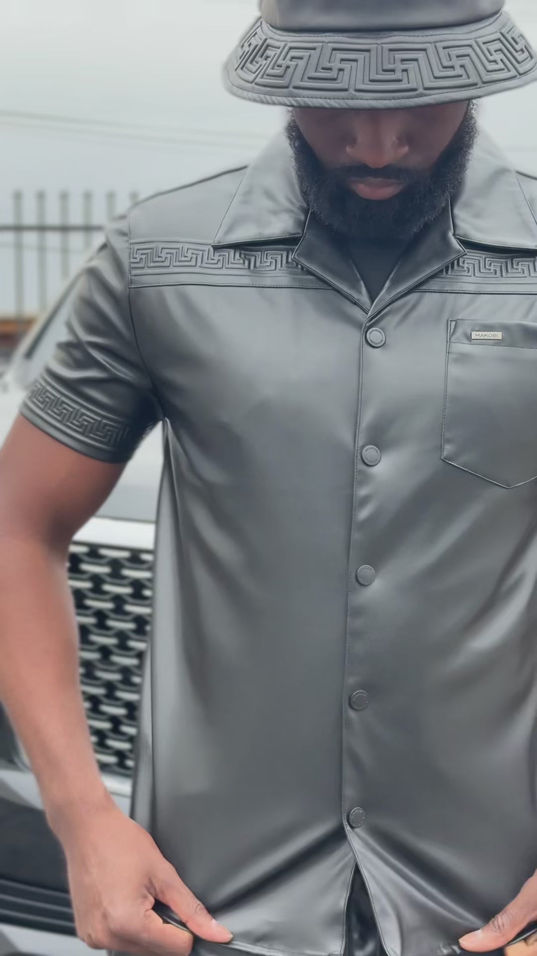M429 Bellucci Vegan Leather Shirt - Black