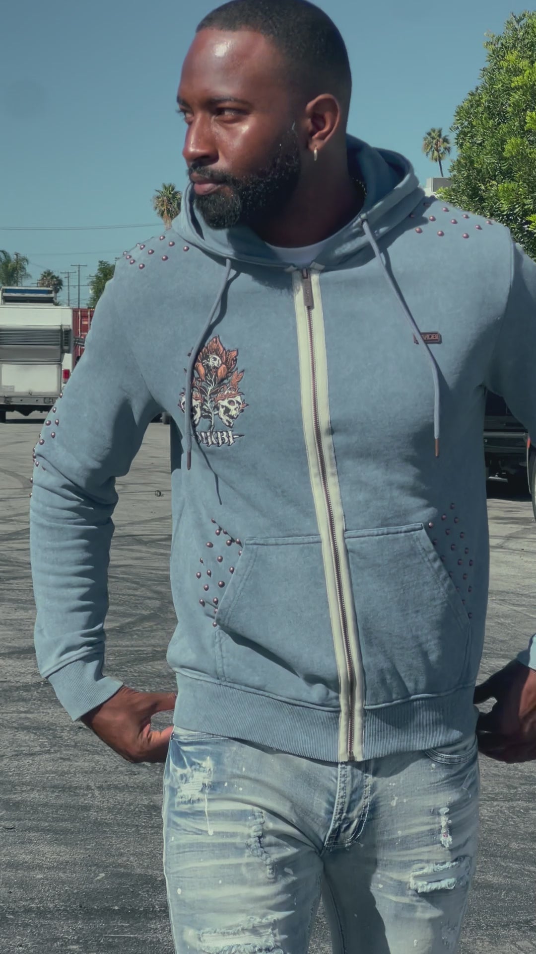 Hoodie | M5345 Bianco Zip Up - Black