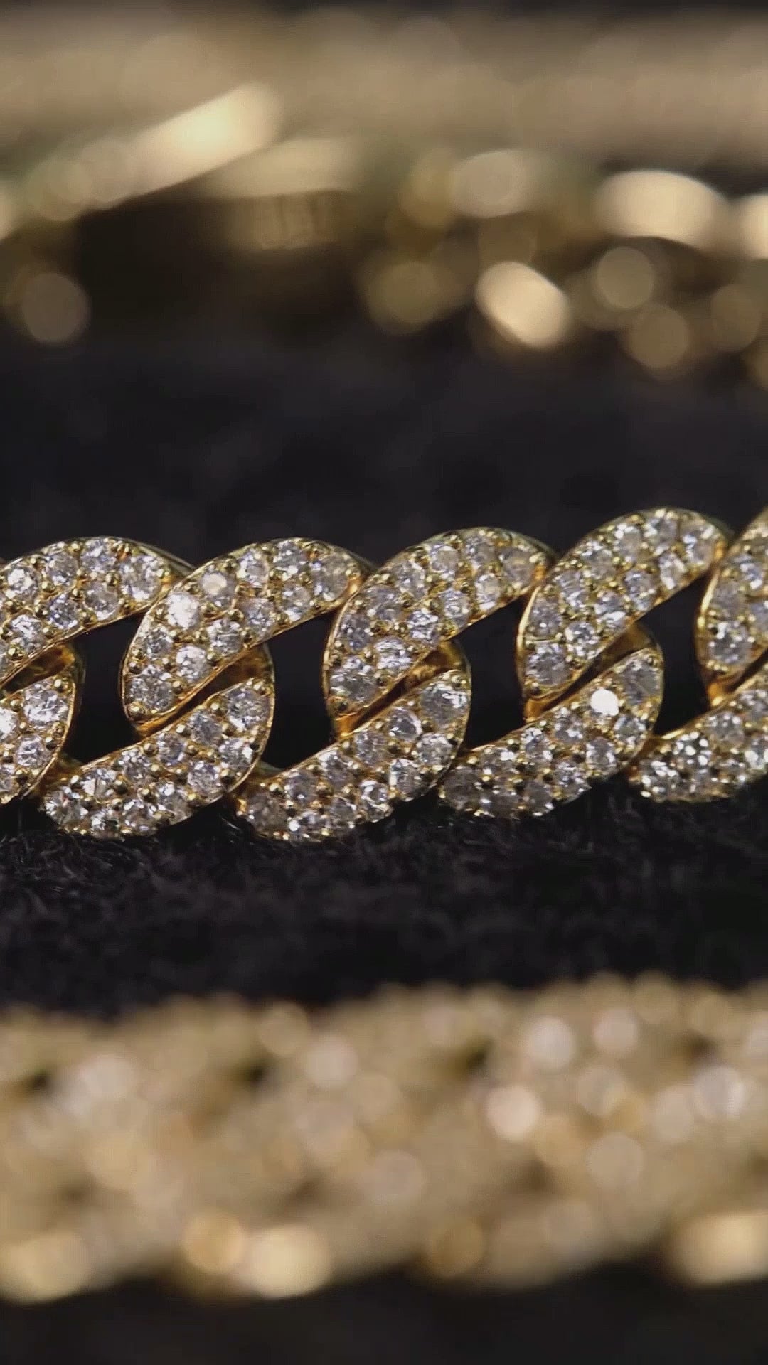 Load video: Iced Out Cuban Link Set 8.5mm 18K Gold Set