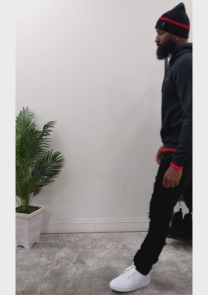 Load video: M4432 Amalfi Knit Hoodie - Black