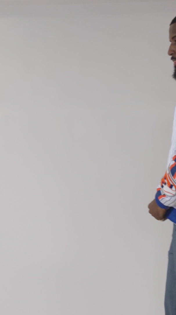 Load video: F1047 Earners League Satin Varsity Jacket - White