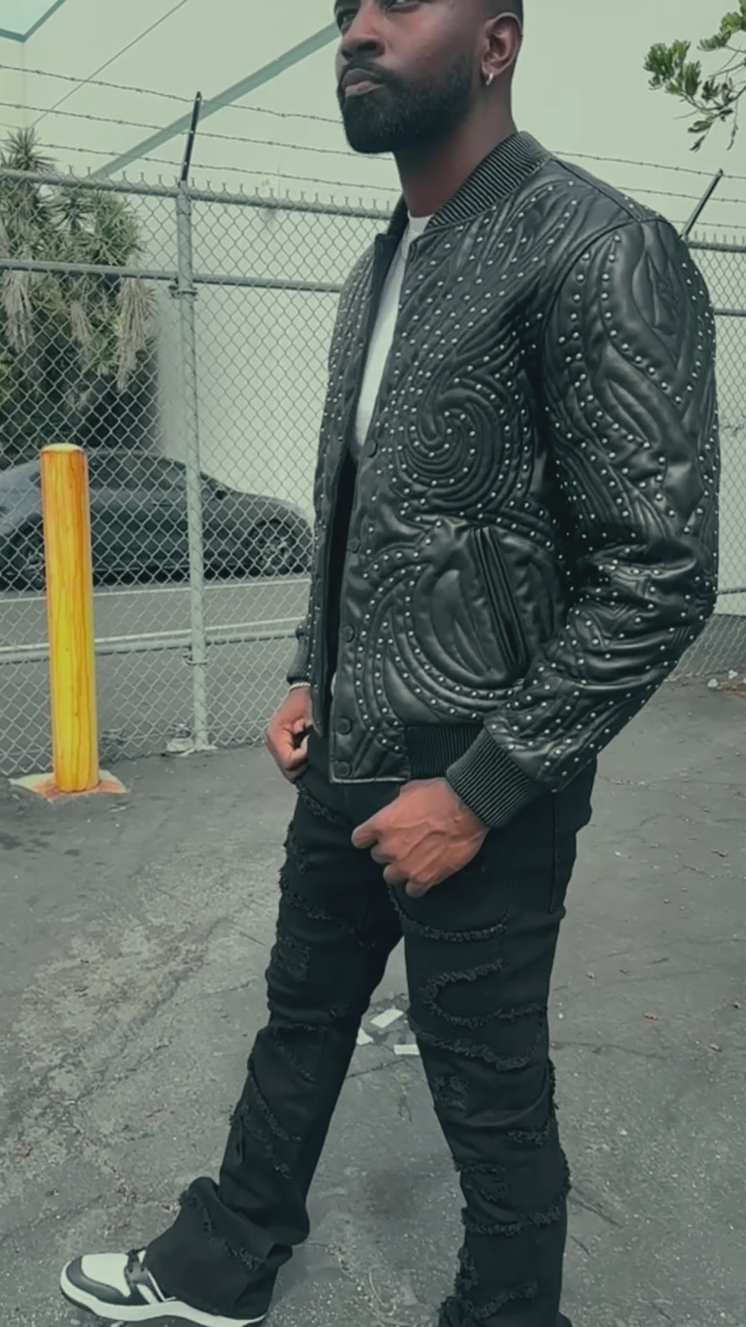 Load video: M4208 Lorenzo Vegan Leather Jacket- Black