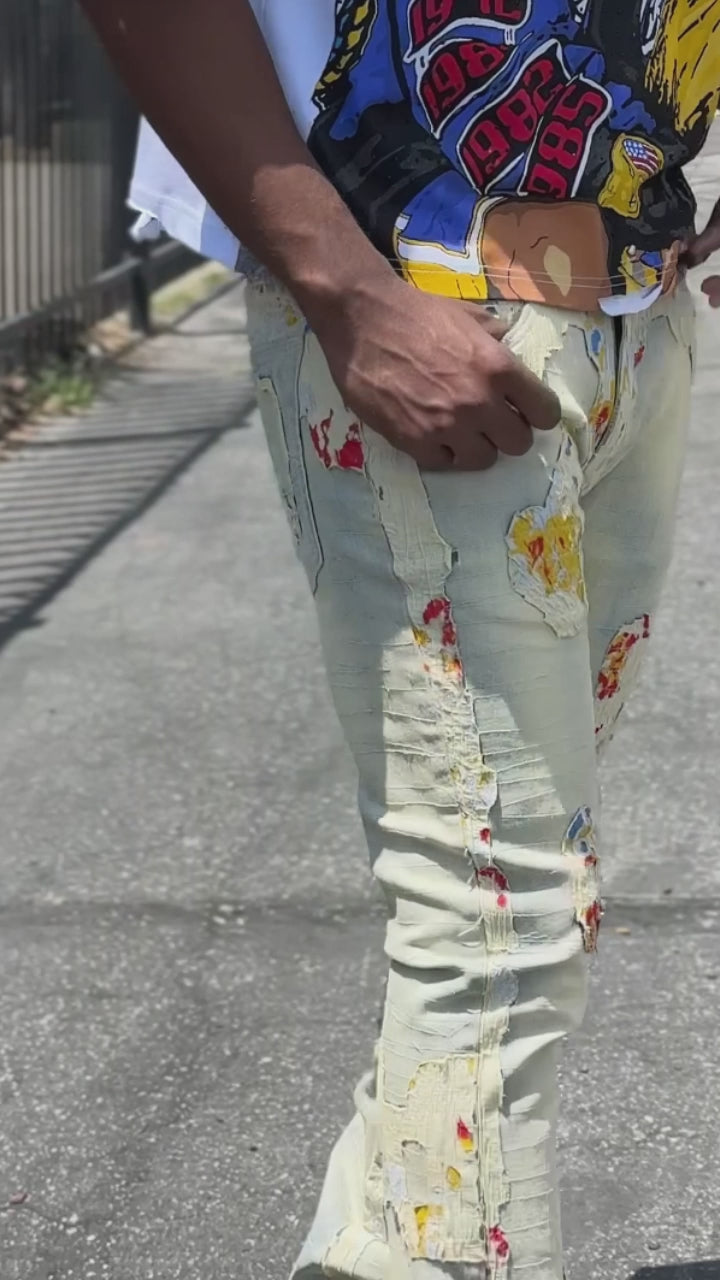 F1733 Amoto Stacked Pants - Light Wash