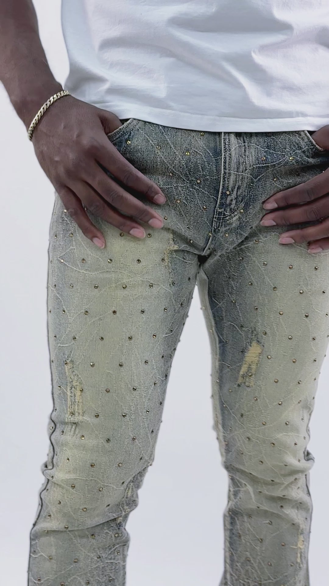 F1746 Amoto Stacked Pants - Light Wash