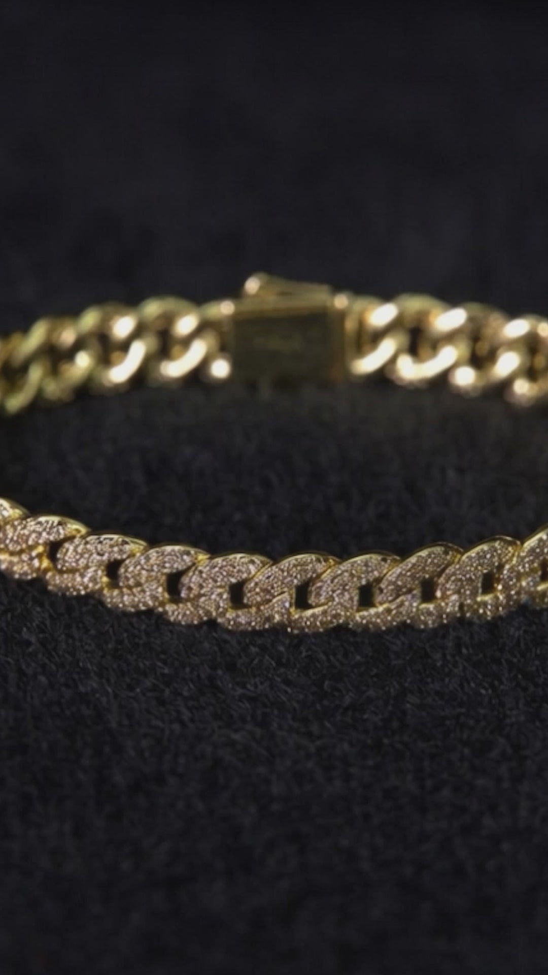 Load video: Iced Out Cuban Link Set 8.5mm 18K Gold Set