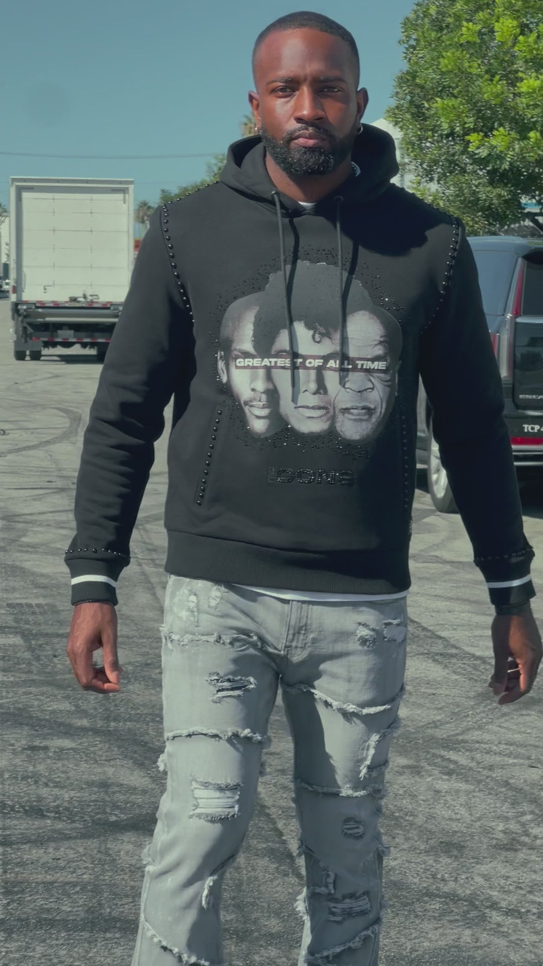 Load video: M4353 Iconic Pull Over Hoodie- Black