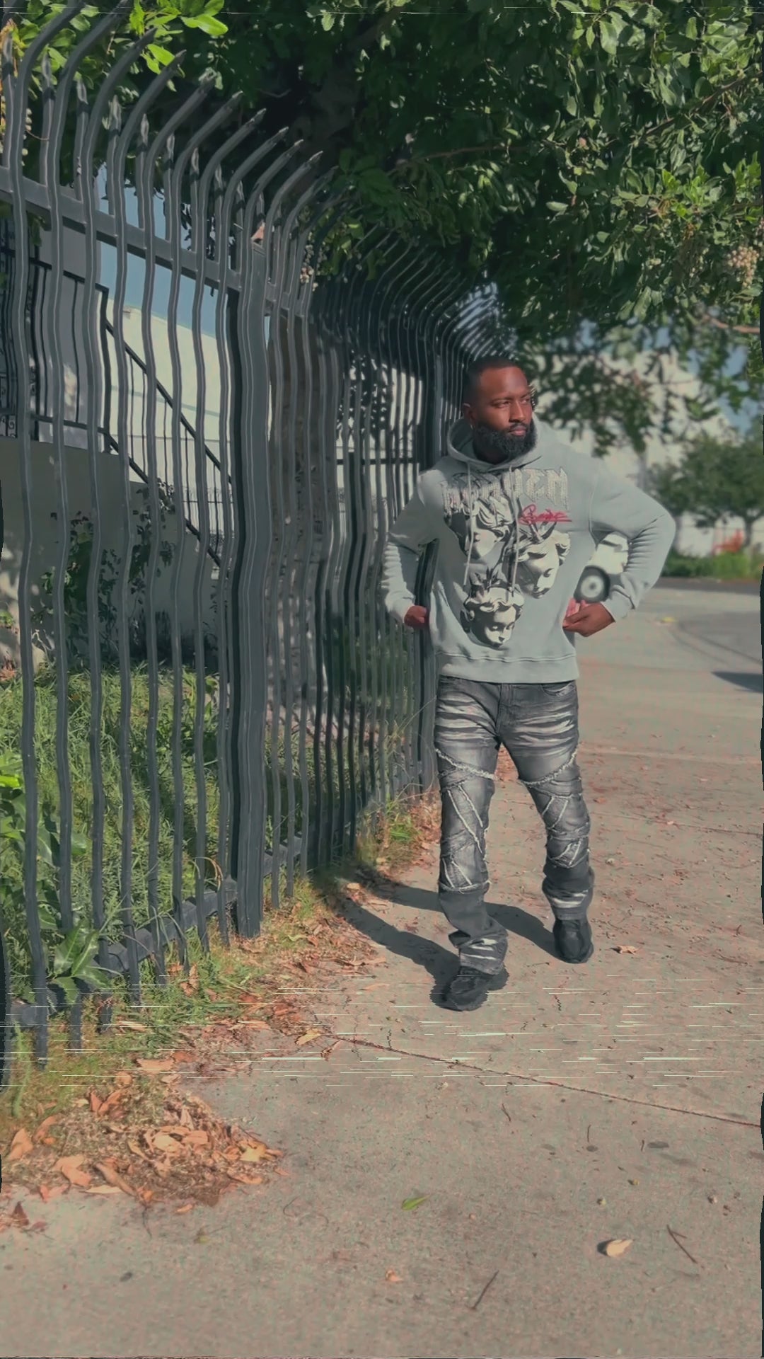 Load video: F4171 Heaven Pull Over Hoodie - Black